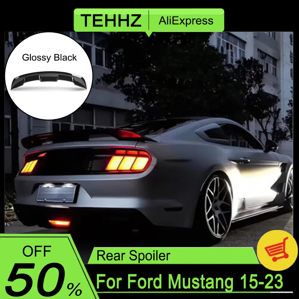 

Spoiler For Ford Mustang 2015-2023 Accessories Rear Roof Trunk Spoiler Wing GT500 Style Rear Wing Lip Trim Auto Exterior Parts