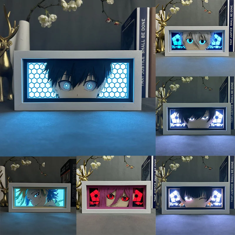

Blue Lock Anime Yoichi Isagi Figure Led Night Light Paper Cut Shadow Box Room Decoration Lamp Seishiro Nagi Figures Lightbox Toy