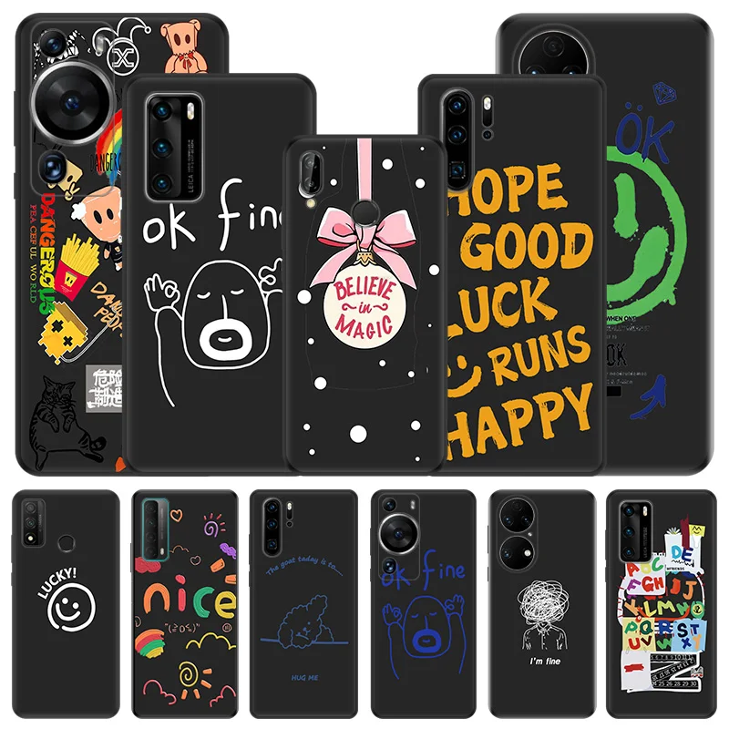 Phone Case For Motorola G200 One Fusion G30 G31 Huawei P20 P30 P40 P-Smart iphone6 I'm OK fine Man Lucky Face Matte Soft Cover