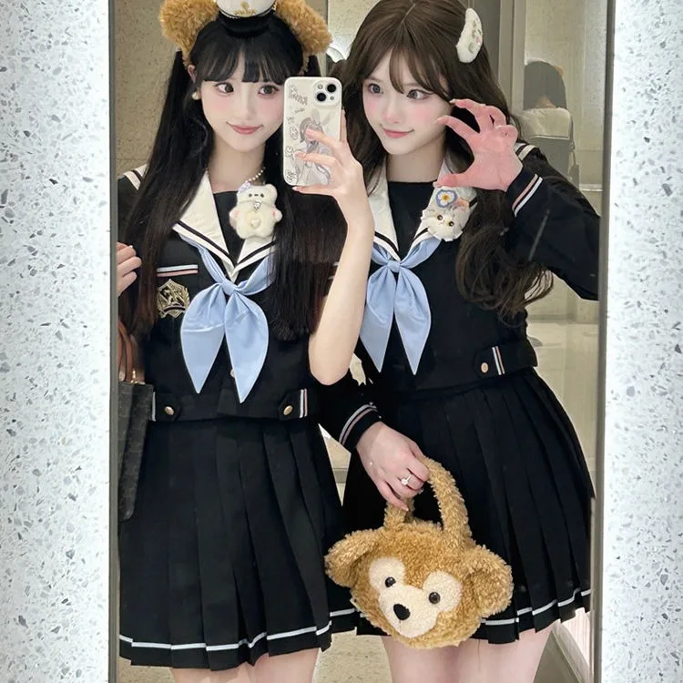 2025 New Japanese JK Uniform Suit Sailor Pleated Skirt Cute College Style Long Sleeves Short Sleeves Summer School uniform woman