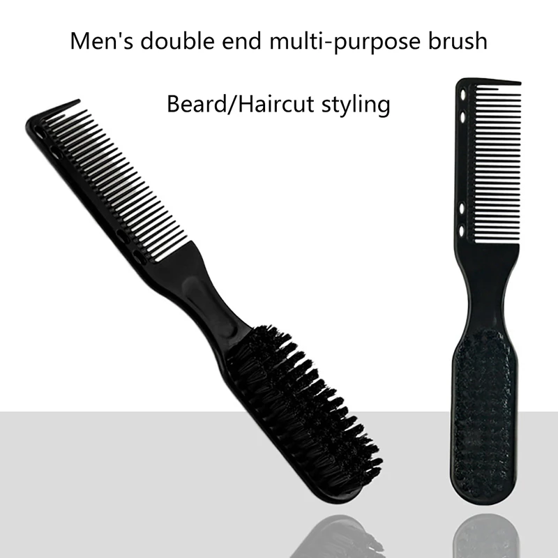 Double-sided Comb Printed Pattern Beard Styling Brush Professional Shave Beard Brush Barber Broken Hair Remove Comb For Men