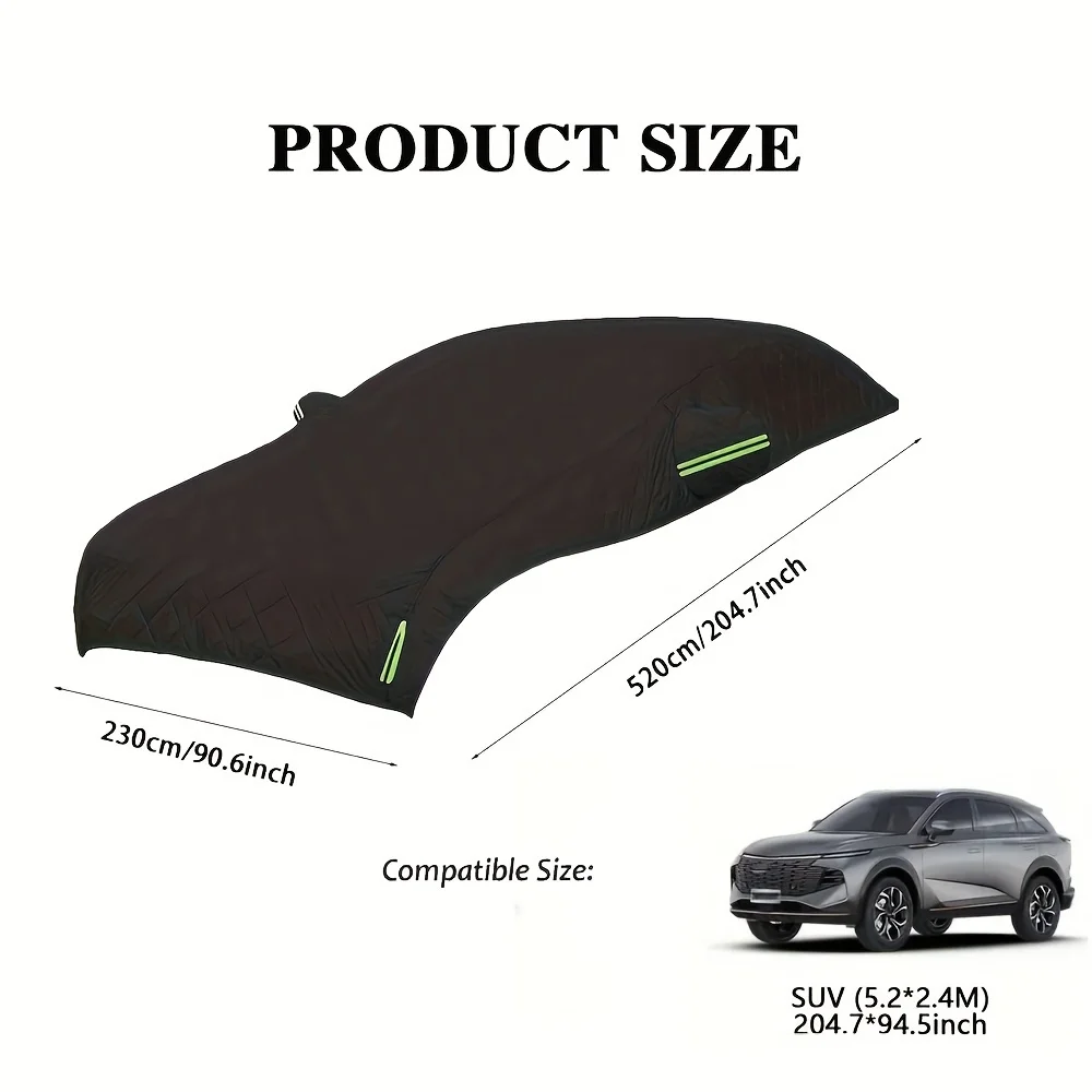 Full Vehicle Protector - Polyester Hail Protection Cover for Sedan & SUV, Thick Padded Security Blanket, Frost Guard with Mirror