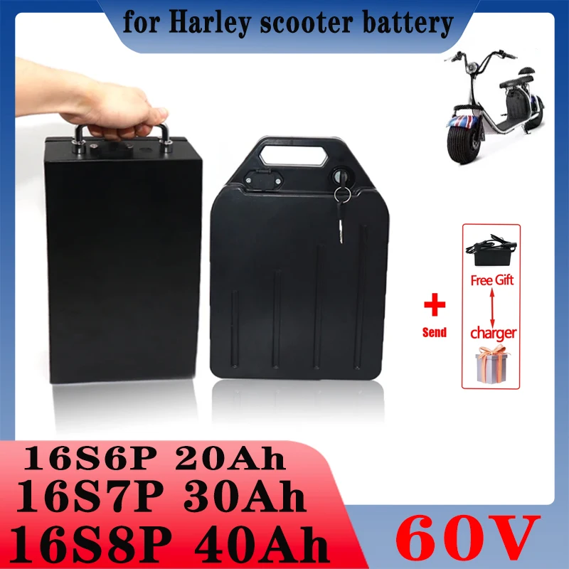 

Original Harley battery Citycoco Electric Battery 60V 20Ah-40Ah for 250W~1500W Harley MotorcycleWaterproof Lithium Battery
