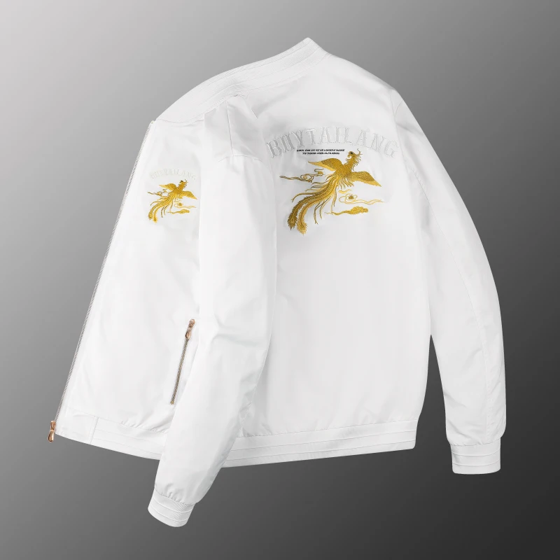 2027 New Men's White Long Sleeve Jacket, Asian Size Chinese Style Coat, Spring and Fall Jaqueta Blue Brown Outerwear M-6XL