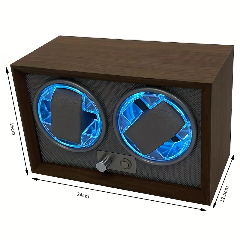 مشاهدة مربع متعرج مع أضواء ليد زرقاء ، ساعات أوتوماتيكية ، فتحتان ، علبة عرض على السلسلة ، فاخرة ، رولكس ، جديدة