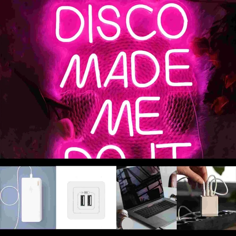 Disco Made Me Do It LED Neon Light, Quarto, Solteira, Aniversário, Casamento, Noivado, USB, Rosa, 12.4x 16.1in, 5V