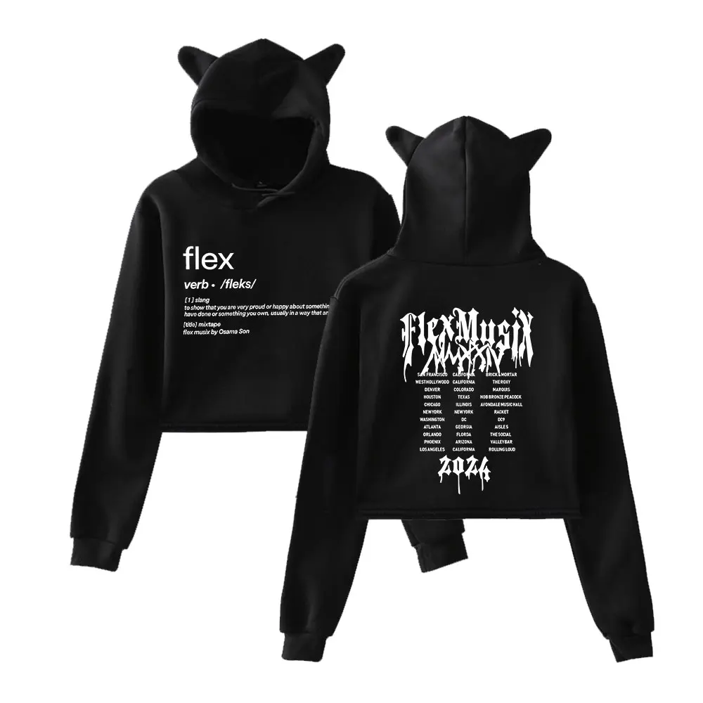 

Osamason Flex Definition Flex Musix Hoodie Vintage 90s Streetwear Fashion Merch Hoodies Sweatshirts for Girls Cat Ear Crop