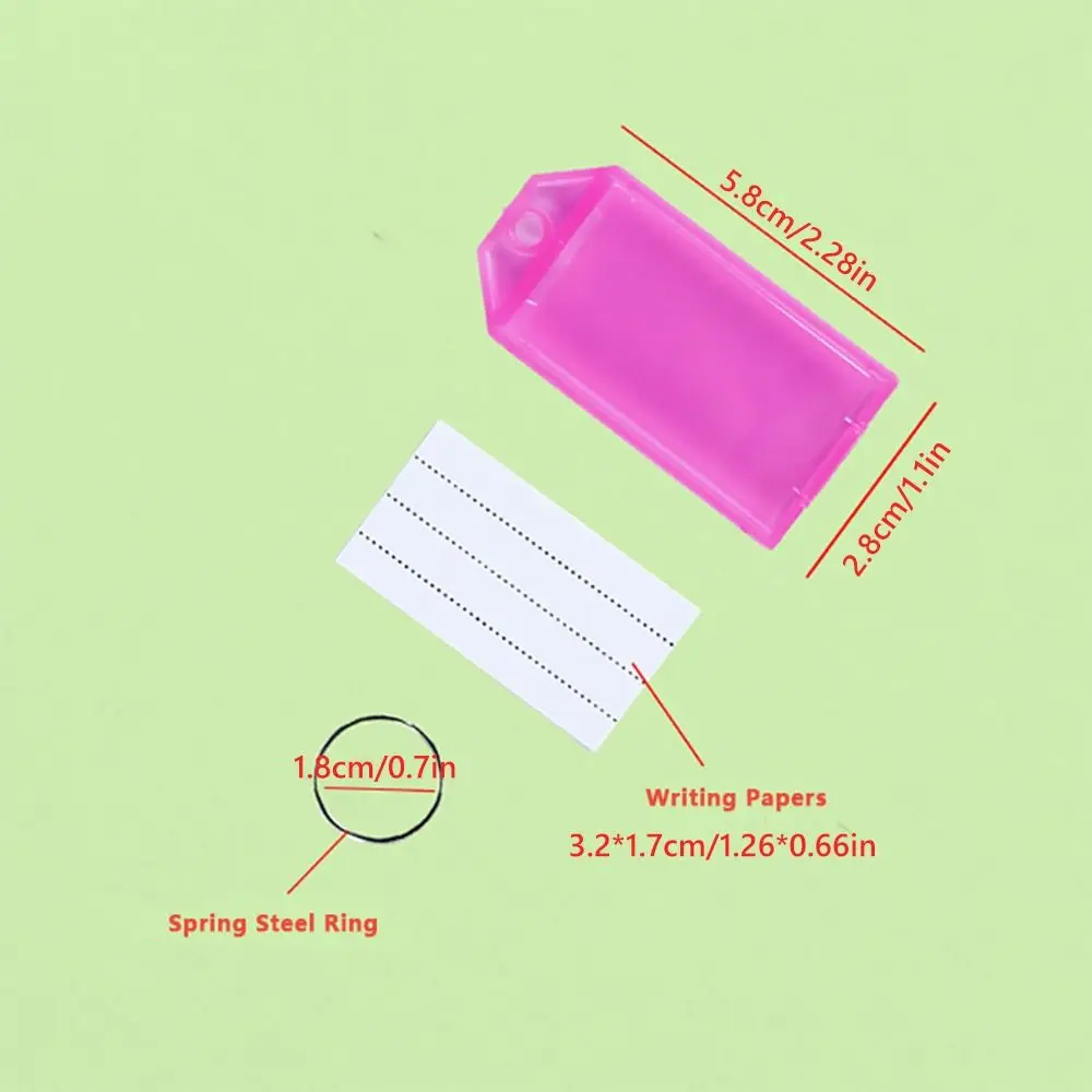 10 قطعة من علامات المفاتيح البلاستيكية مع حلقة مقسمة مع سلسلة مفاتيح بطاقة تسمية علامة تصنيف لوحة أرقام قابلة للتحديد منظمة المفاتيح