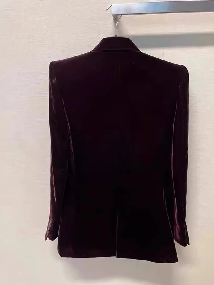 [oein] 2024 Premium Velvet Suit Jacket For Women, Autumn New Double Breasted Light Luxury Super Good-looking Light Luxury Top