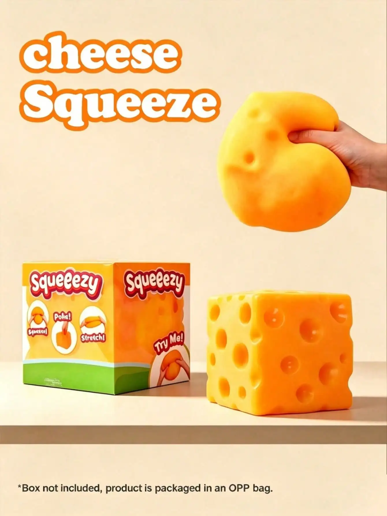 1pc Extra Large Cheese Squeezy Squishy Toy - Stress Relief Decompression Squeeze Toy
