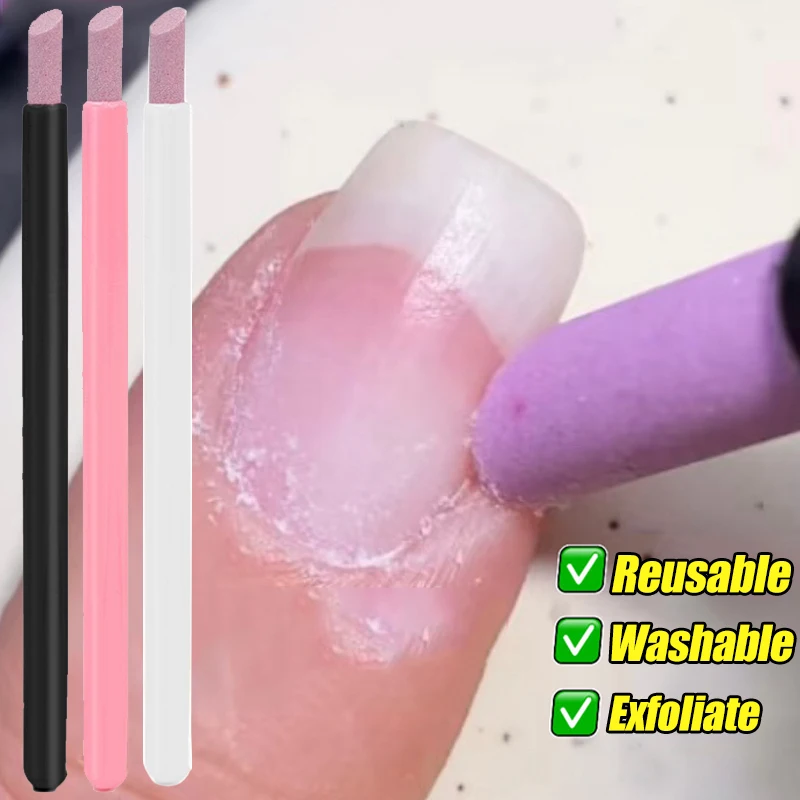 3pcs Quartz Stone Scrub Nail File Rods Cuticle Pushers Dead Skin Remover Trimmer Buffer Portable Handy Use Salon Manicure Tools