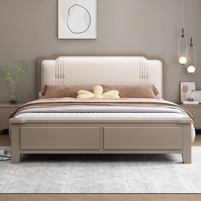 

Queen Size Double Bed Minimalist Aesthetic Modern Bedroom Bed Storage Space Marco De Cama Queen Moderno Nordic Furniture