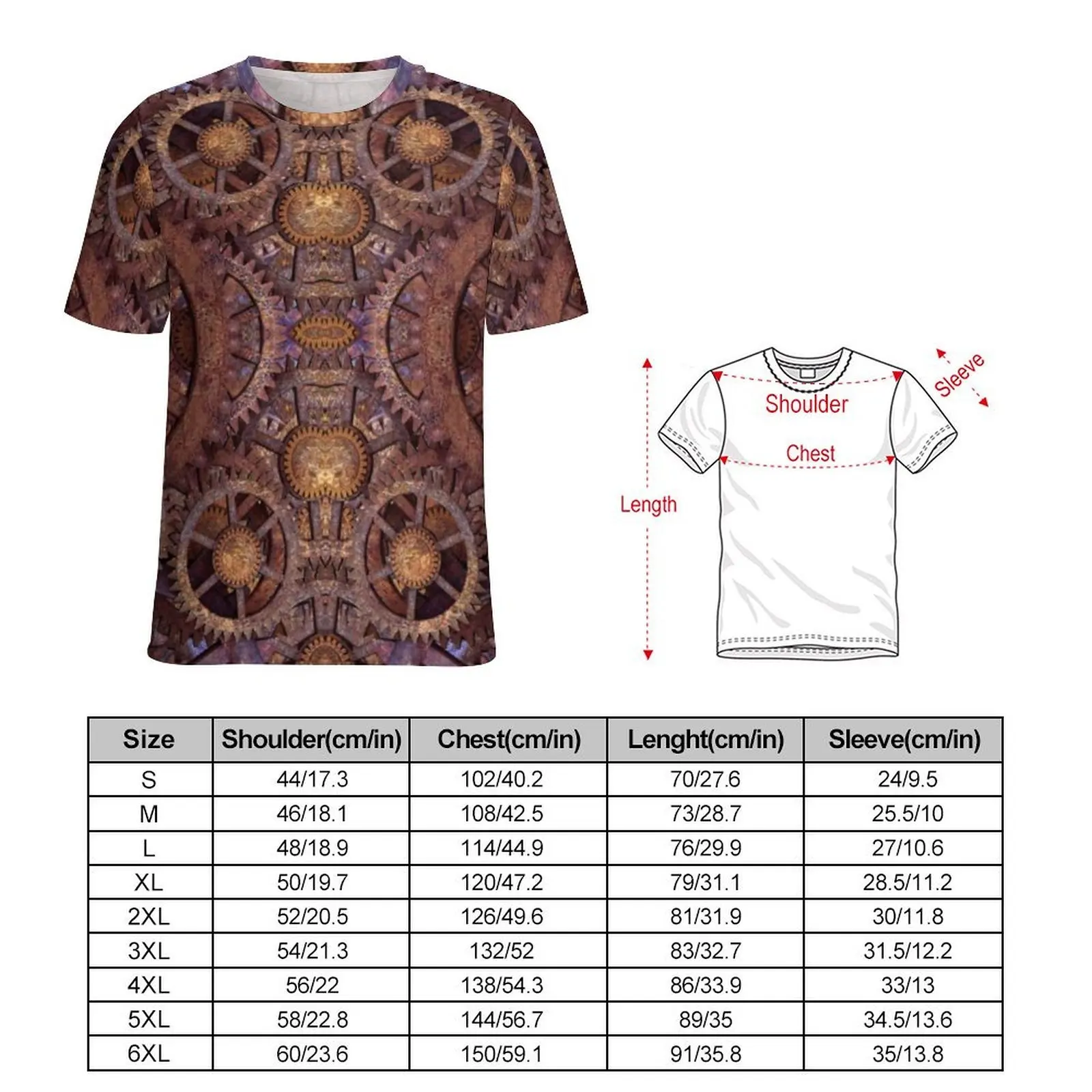 Original T Shirt Industrial Steampunk T Shirts Rusted Clockwork Vintage Streetwear Harajuku Tees Short Sleeve Oversized Tops