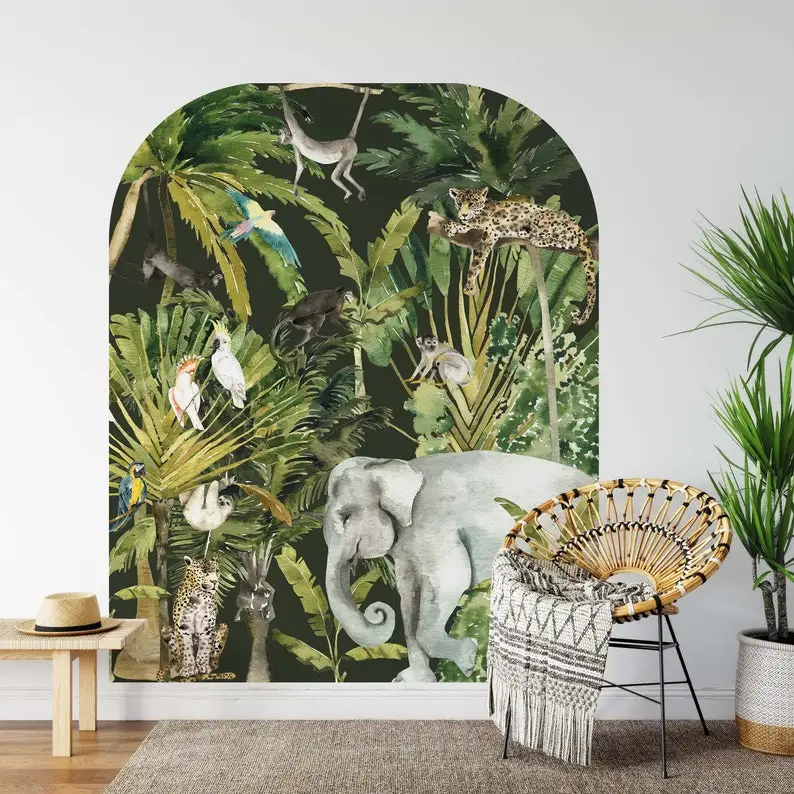 Safari Wall Decals Large Jungle Animals Arch, LF227