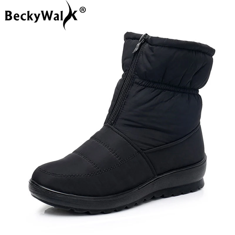 Women boots winter shoes women snow boots with zipper plush inside botas mujer waterproof antiskid female booties size41 WSH3146