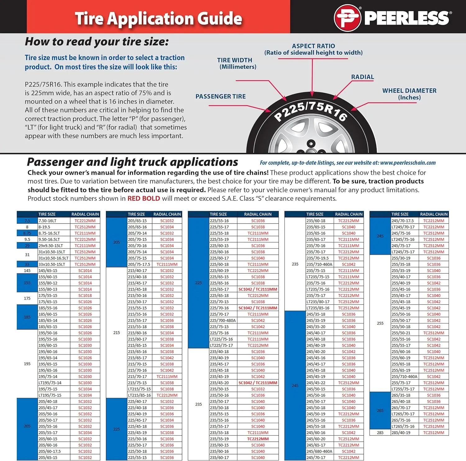 Light Truck Tire Traction Chains Set of 2 - Easy Mount, All-Steel for Smooth Ride