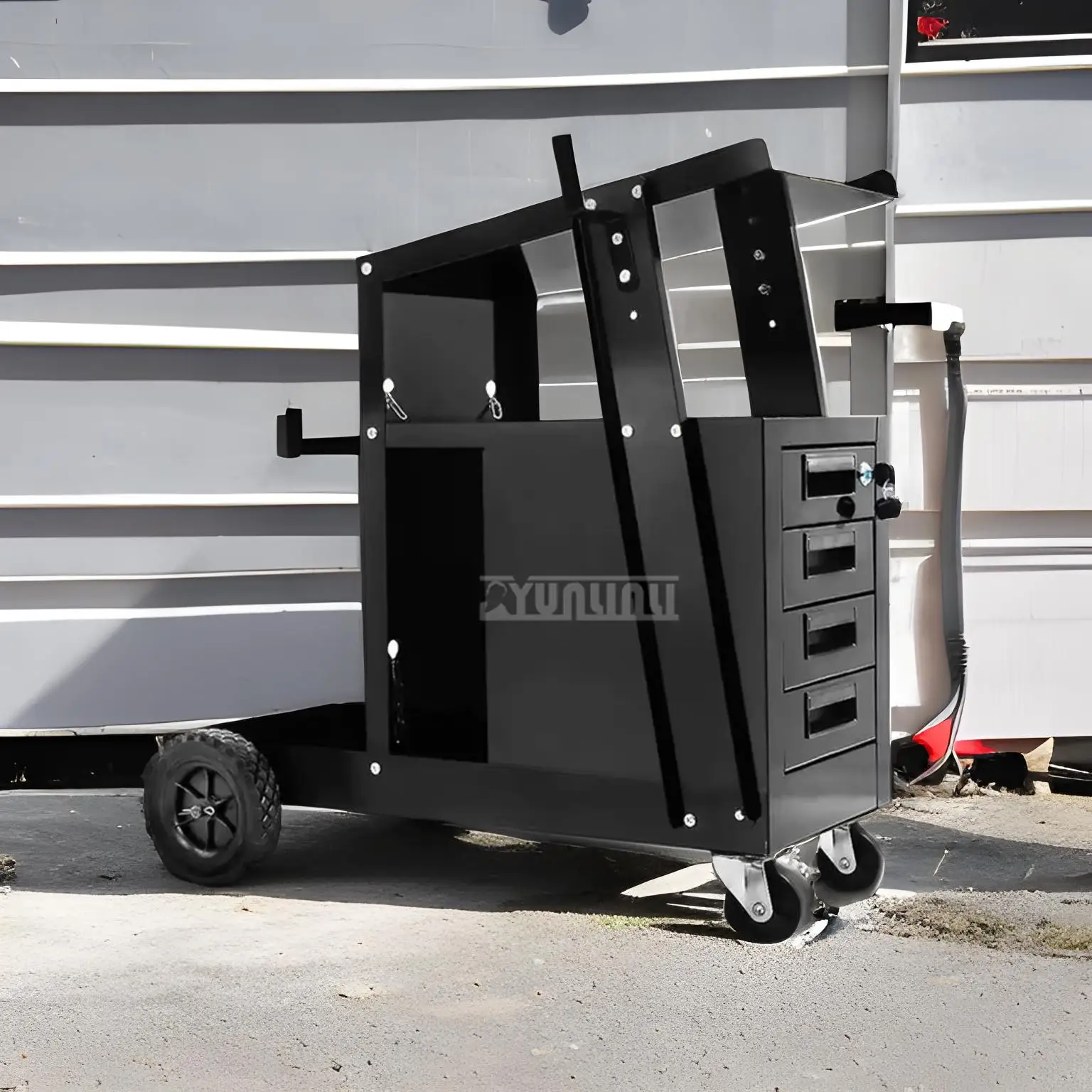 

Welding Trolley for Cart Mechanical parts, Mobile Welding Machine Tool Cart Four-layer Drawer With Handle