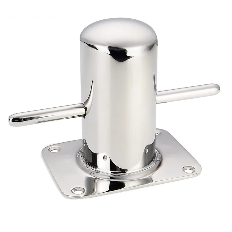 Marine Stainless Steel Hardware Parts 90X80mm Single Cross Bollard Yacht Fishing Boat Mooring Post