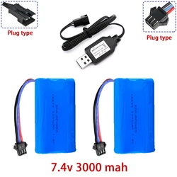 7.4V 3000mah Battery Charger MN82 Remote Control Car Battery MN128 MN78 LC79 for MN168 MN99S MN98 RC Stunt Car SM3P