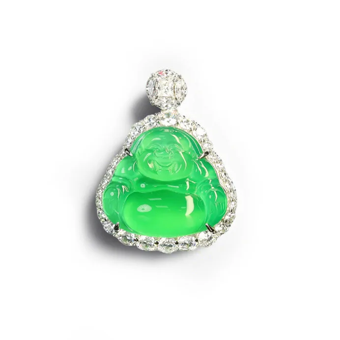 

New S925 Silver High Carbon Diamond Oriental Aesthetics Buddha God Back Carving Lotus Pendant Wedding Jewelry