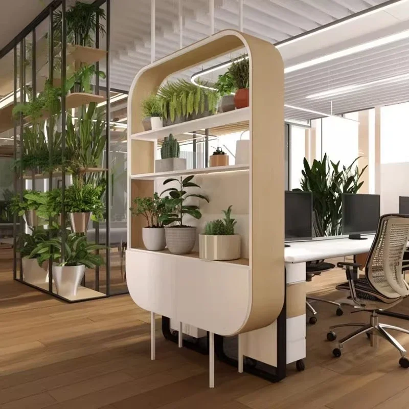 Office workstation screen partition Nordic flower trough locker light luxury green plant potted plant placement cabinet