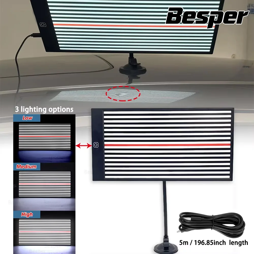 Besper 196.85inch USB Reflection Light Board Professional Dent Light Board Tool Auto Repair Lighting Reflection Repair Tools