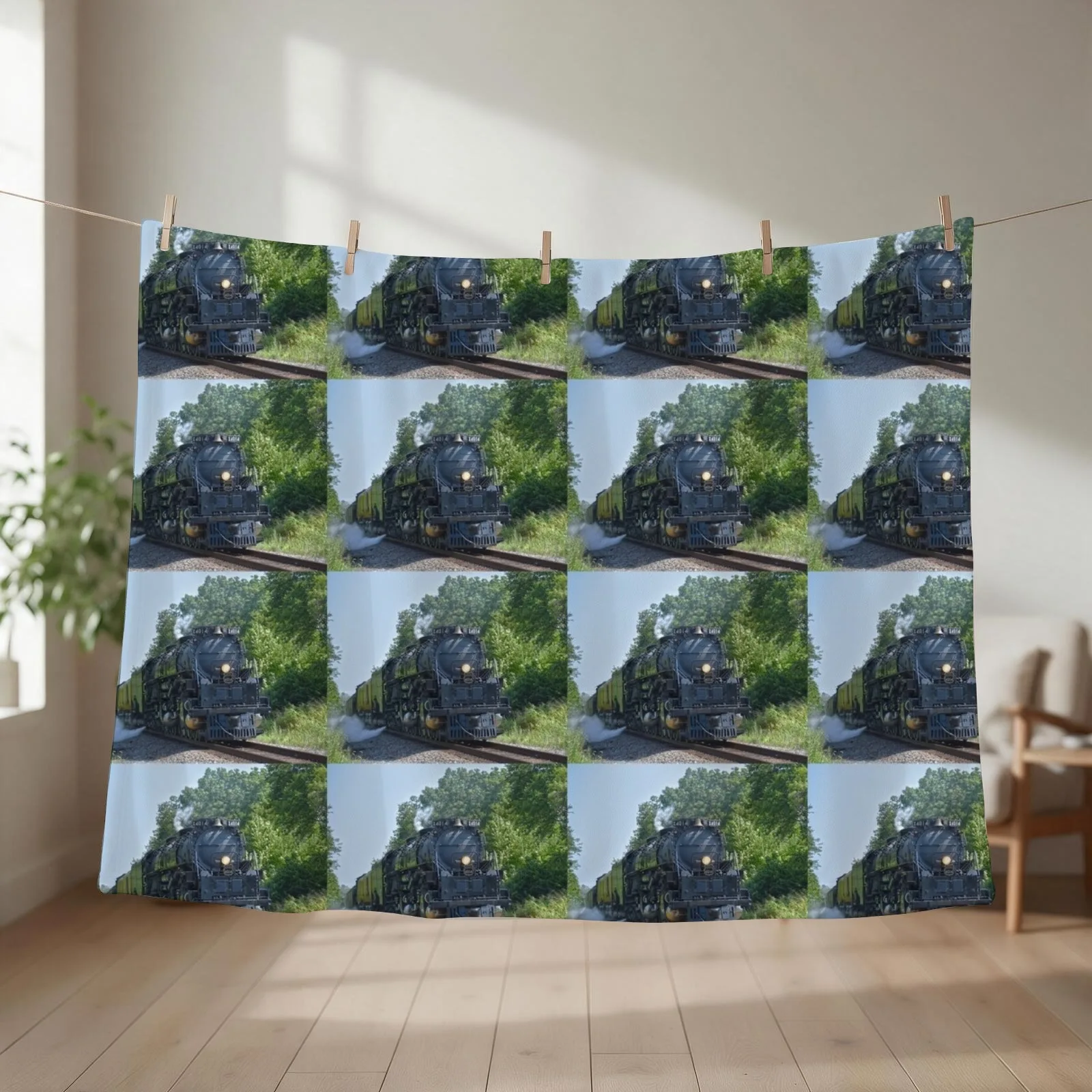 Big Boy No. 4014 Steam Locomotive Throw Blanket couch cozy soft plush fuzzy picnic outdoor blanket