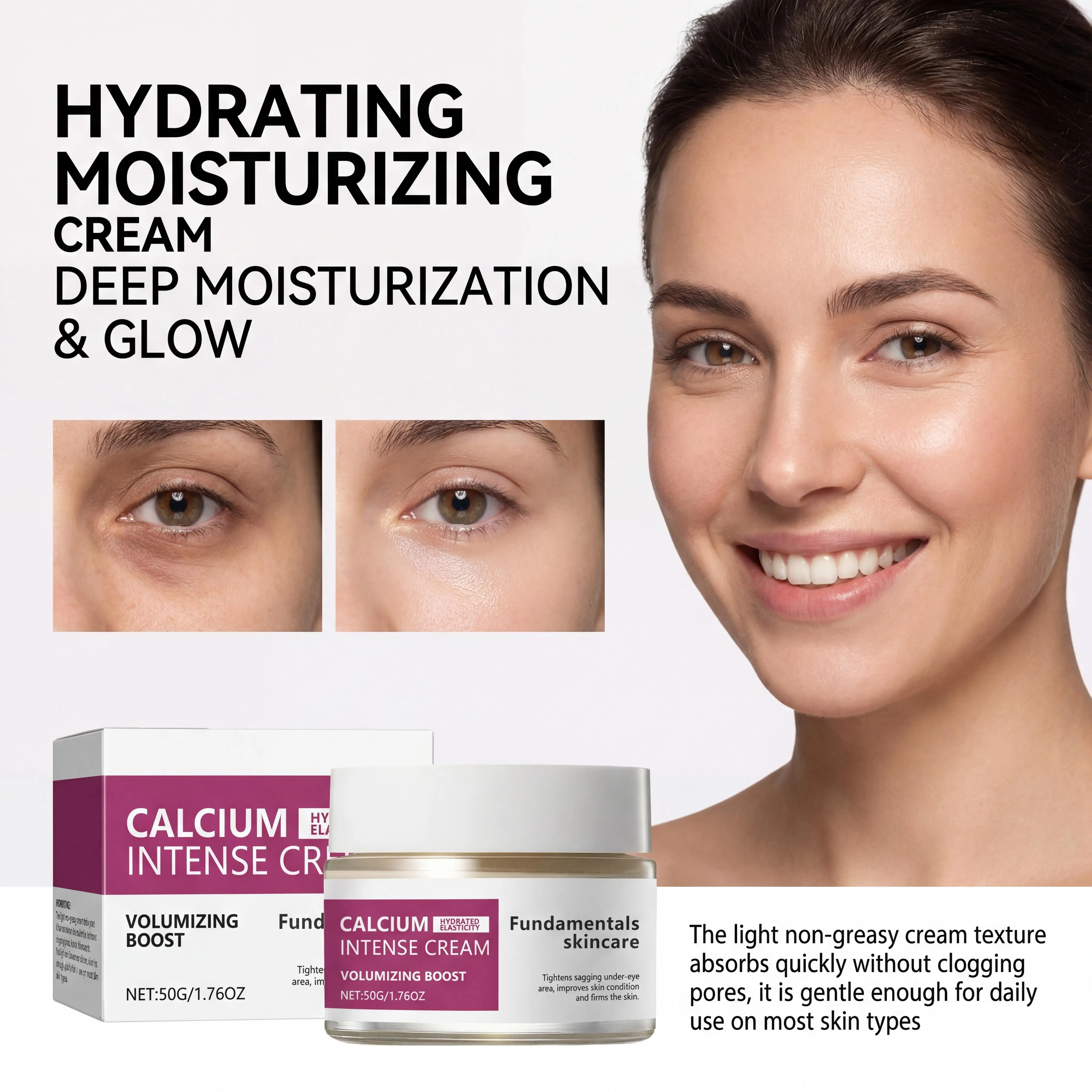Calcium Intense Firming Cream With Collagen, Lifting Volumizing Face Cream Hydrating Deep Wrinkles On Facial Skin Daily Cream