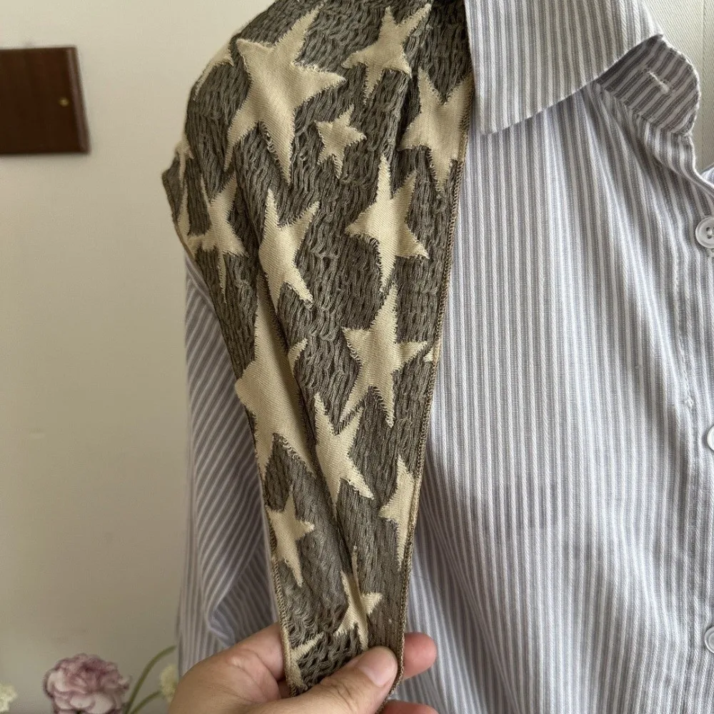 

Модный шарф для волос в стиле Wasteland со звездами, мягкая повязка на голову, хип-шарф Y2K, винтажный вязаный топ без рукавов, пикантные девушки