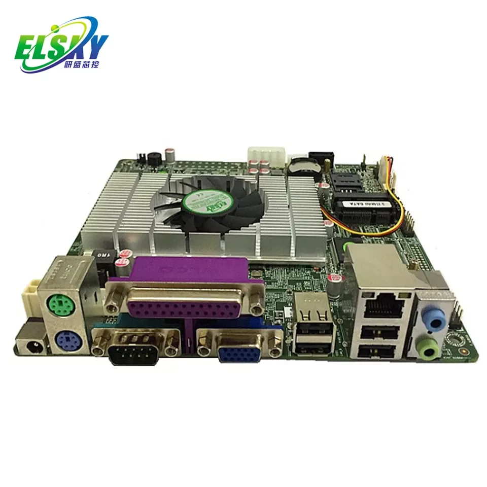 Mini ITX Motherboard with Atom D425 D525 CPU Dual Core 1.8GHz 2*VGA Output LPT PS/2 Ports 4G LTE SIM Card Slot LVDS Display