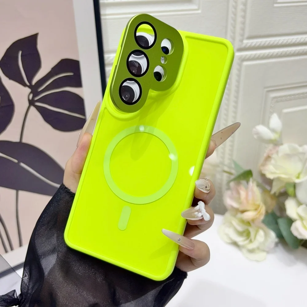 Glaslinsen-Schutzfolie Faltbare Halterung Hülle für Samsung S26 Ultra S26 Plus S25 S24 S23 Ultra Glatte Glänzende Magnetische Abdeckung