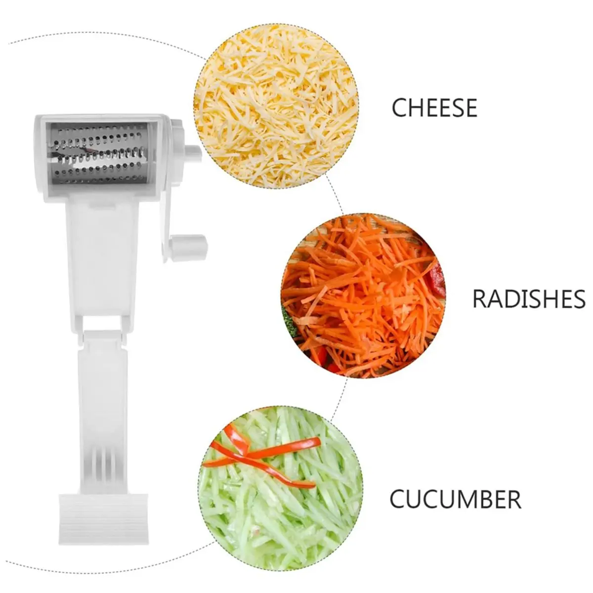 Manual Rotary Cheese Grater Handheld Stainless Steel Kitchen Shredder Suction Base for Easy Grating for Cheese Vegetable