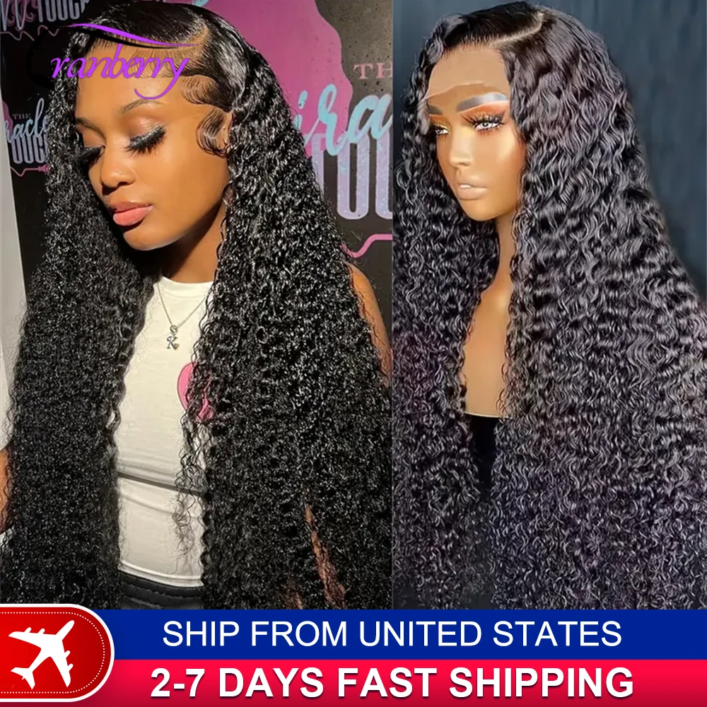 Human Hair Lace Wigs Remy Brazilian Transparent Deep Wave 13x4 Lace Frontal Wig 180% Density Cranberry Hair 13x4 Lace Front Wig