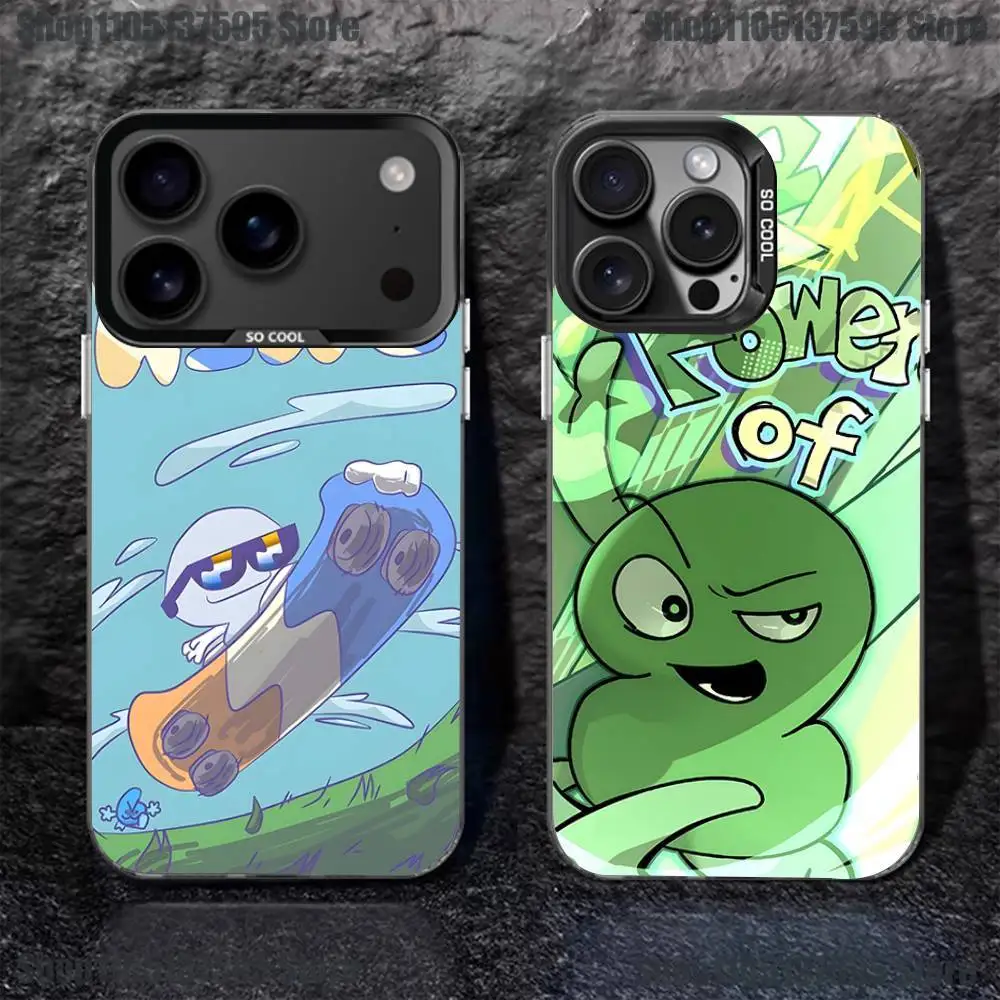 حافظة هاتف Bfdi Battle For Dream Island لهاتف iPhone 17,16,15,14,13,12,11,Pro,XS,Max,Plus,Mini,SE4,E غطاء أسود غير لامع مقاوم للصدمات