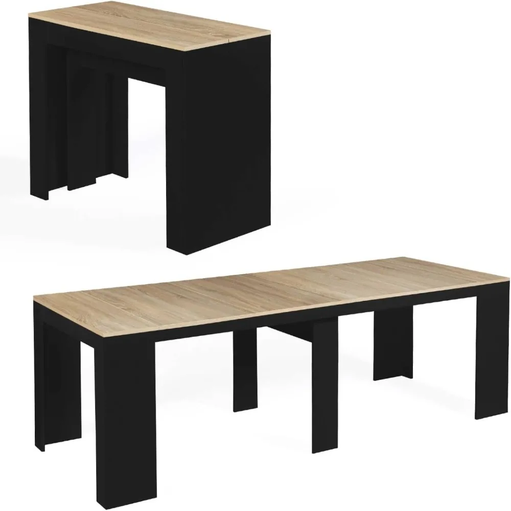 - Table Console Extensible Orlando 10 Personnes 235 cm Bois Noir et fa?on hêtre