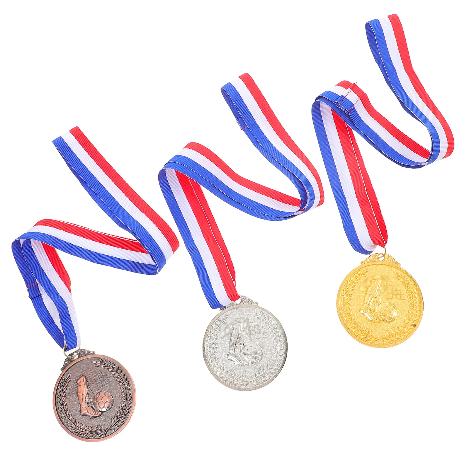 

3Pcs Football Award Medals Zinc Alloy Embossed Design Sports Winner Prizes Competition Game Medals for Football Events