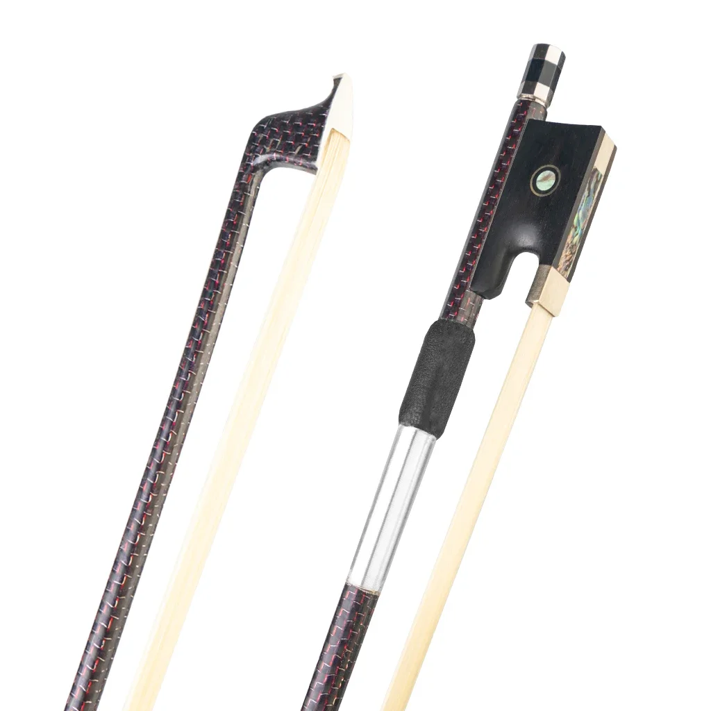 LOOK Lightweight Fiddle Archer Fiddle Bow 4/4 Size Violin Bow Red Silk Braided Carbon Fiber Violin Bow Ebony Frog Fast Response