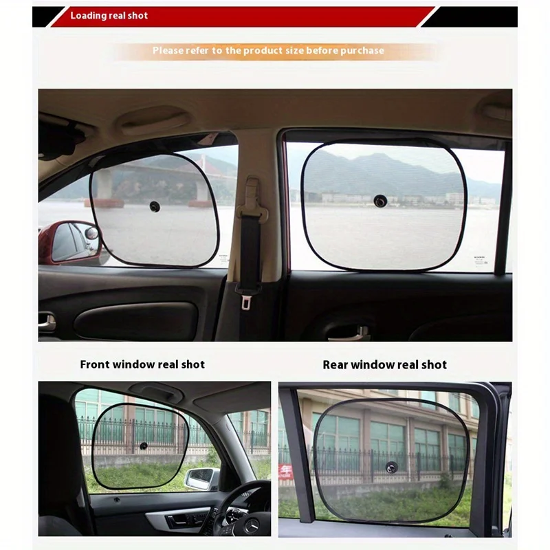 2PCS Car Side Window Suction Cup Type Sun Shade Mesh Sunshade Net Foldable for Car Accessories Universal 44×36CM