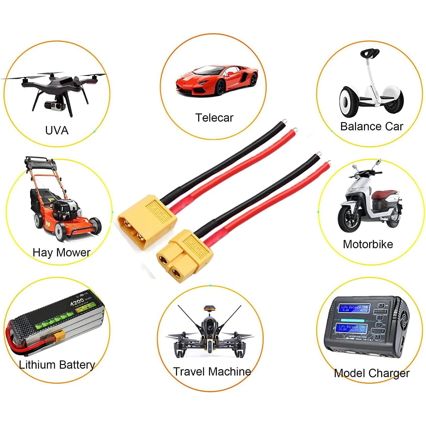 موصل سلك سيليكون XT60 ، كابل تمديد للإناث والذكور ، موصل قابس XT60 للسيارات بالتحكم عن بعد ، بطارية ليثيوم بدون طيار قارب ، 14AWG