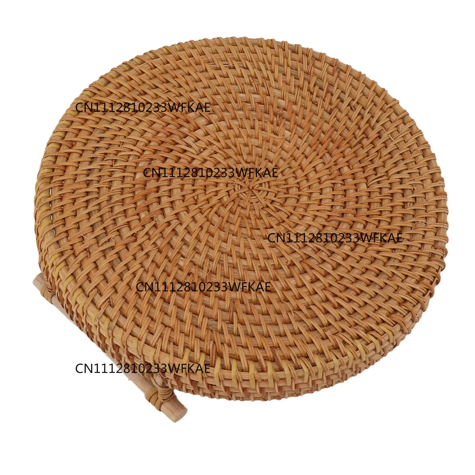 Coffee Table Decorative Tray Traditional Design Round Serving Tray with Solid Wood Handle Hand Woven Large Capacity for Home