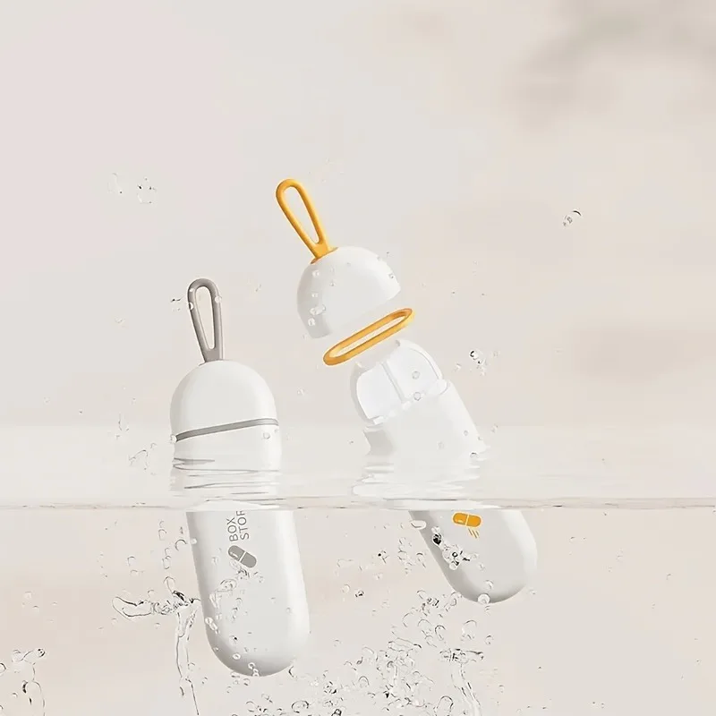 10/5/1 قطعة منظم حبوب الدواء المدمج المكون من 3 أقسام: صندوق دواء جاهز للسفر مع حلقة حمل، مناسب للحمل الخارجي