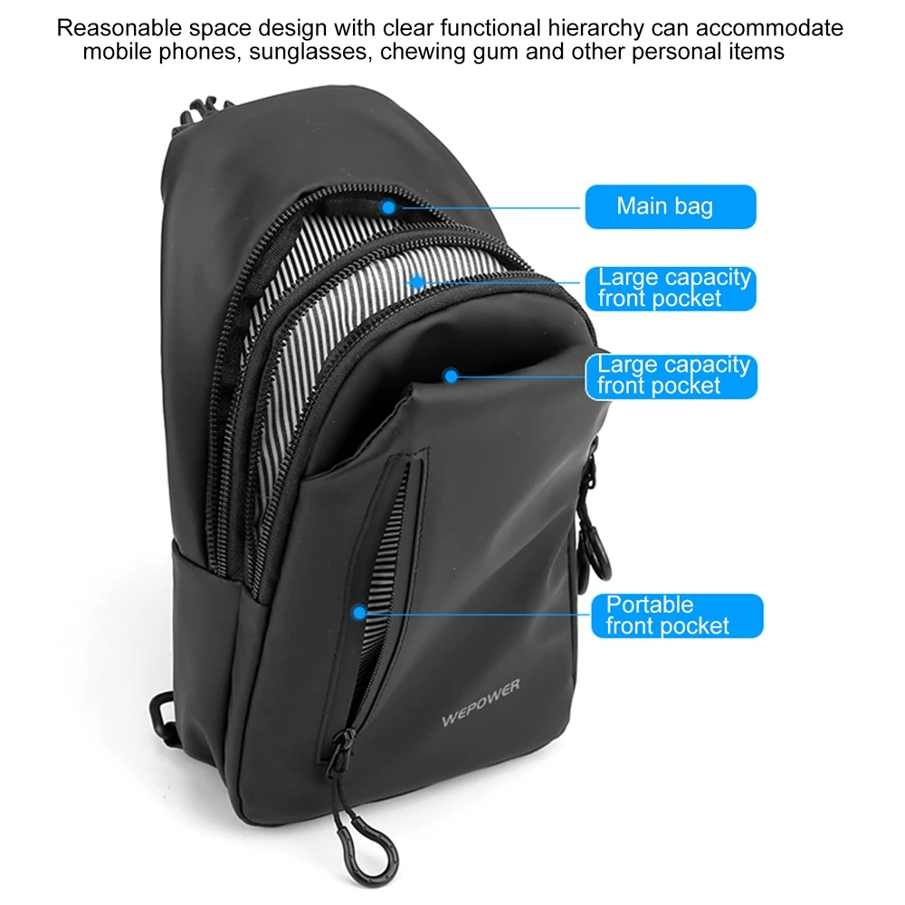 Men Sling Backpack Sports Crossbody Bag Waterproof Shoulder Pouch Small Travel Hiking Daypack Multiple Pockets Fanny Packs