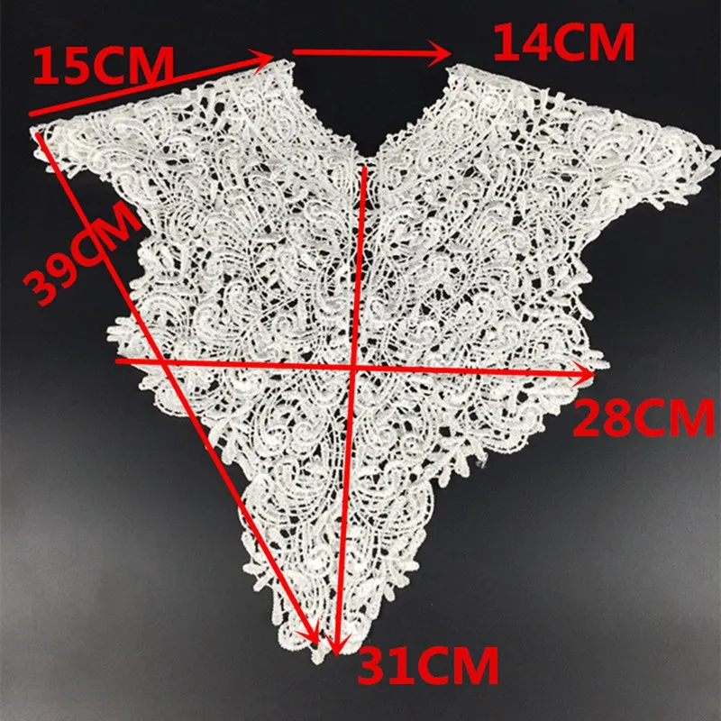 Elegant Women Neckline Clothes Detachable Tops European Fashion Fake Collar DIY Lace Flowers Sewing Apparel Embroidery Rings