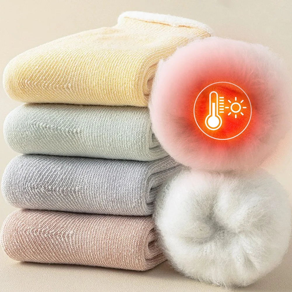 

Wool Fluffy Socks Women's Female Winter Soft Warm Super Thicker Socks Solid Plush Against Cold Snow Floor Thermal Mid-tube Socks