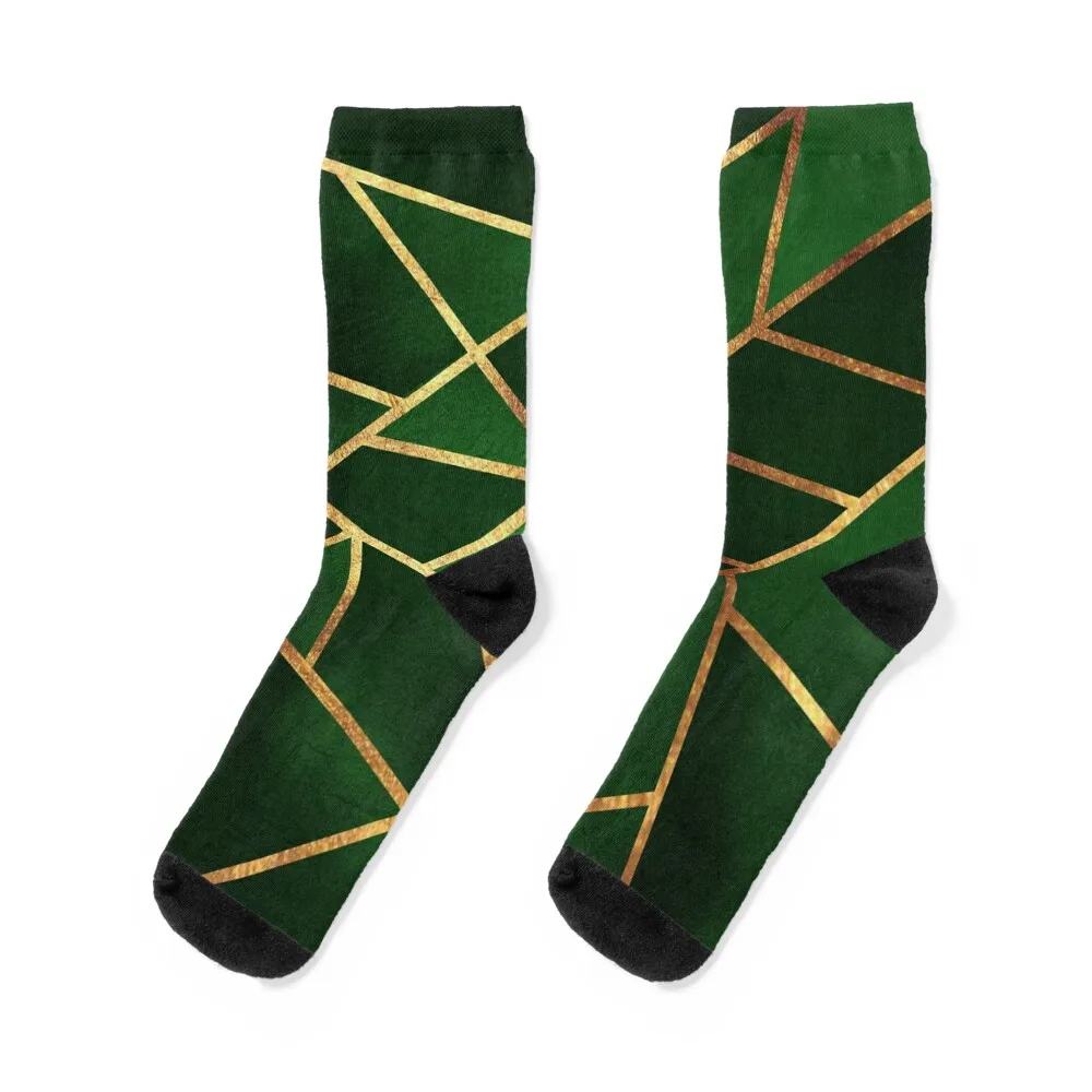 

Green Gold Stone Geometric Socks Soccer men cotton high quality Sports Climbing Socks For Man Women's