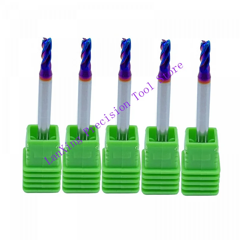 5Pcs HRC65 Tungsten Steel Square End Mill Bit D3 4 Flute Coated Carbide Milling Cutter 3mm Cut Diameter 50mm Overall Le