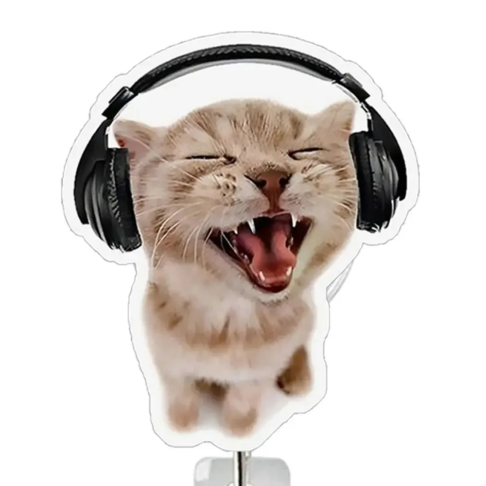 2pcs Gift Funny Cat Keychain Portable Memes Series Cat Bag Pendant Telescoping Acrylic Retractable Badge Holder Nurse