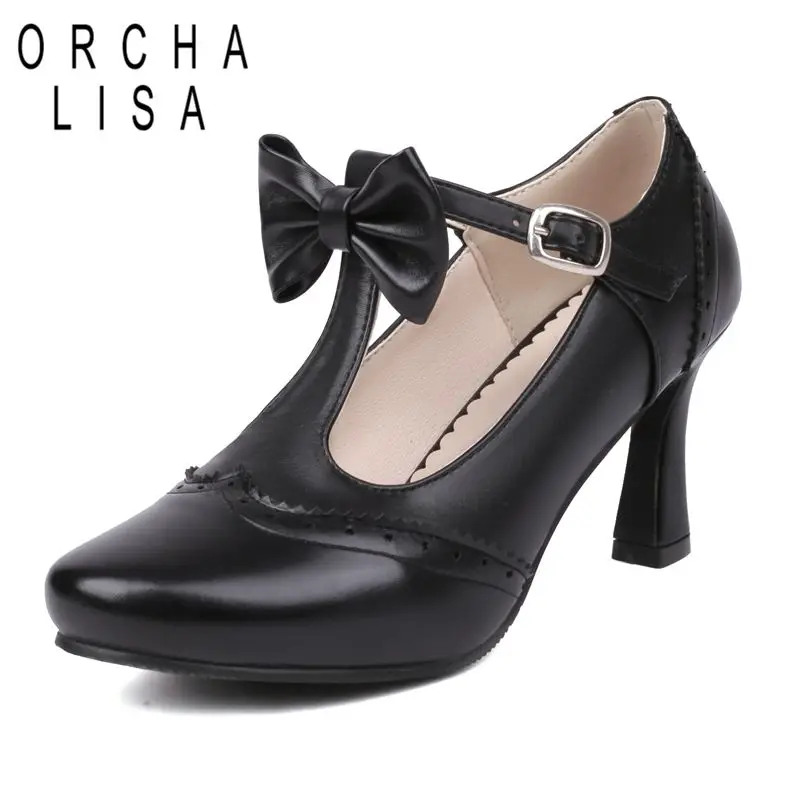 REAVE CAT 2026 الحلو النساء مضخات جولة تو 7.5 سنتيمتر الكعوب الغريبة مشبك حزام Bowknot موضة يؤرخ الأحذية حجم كبير 41 42 43 #1