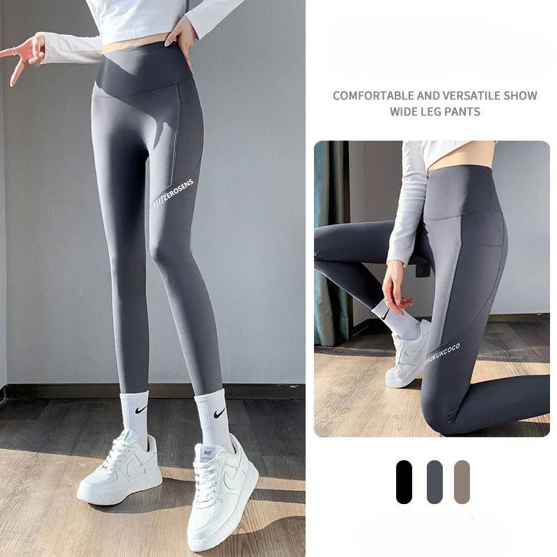 Shark Pants Women Wear Thin Spring Autumn Trousers New High-rise Girl Nine-point Leggings Large Pockets Slim Leg Barbie Trousers