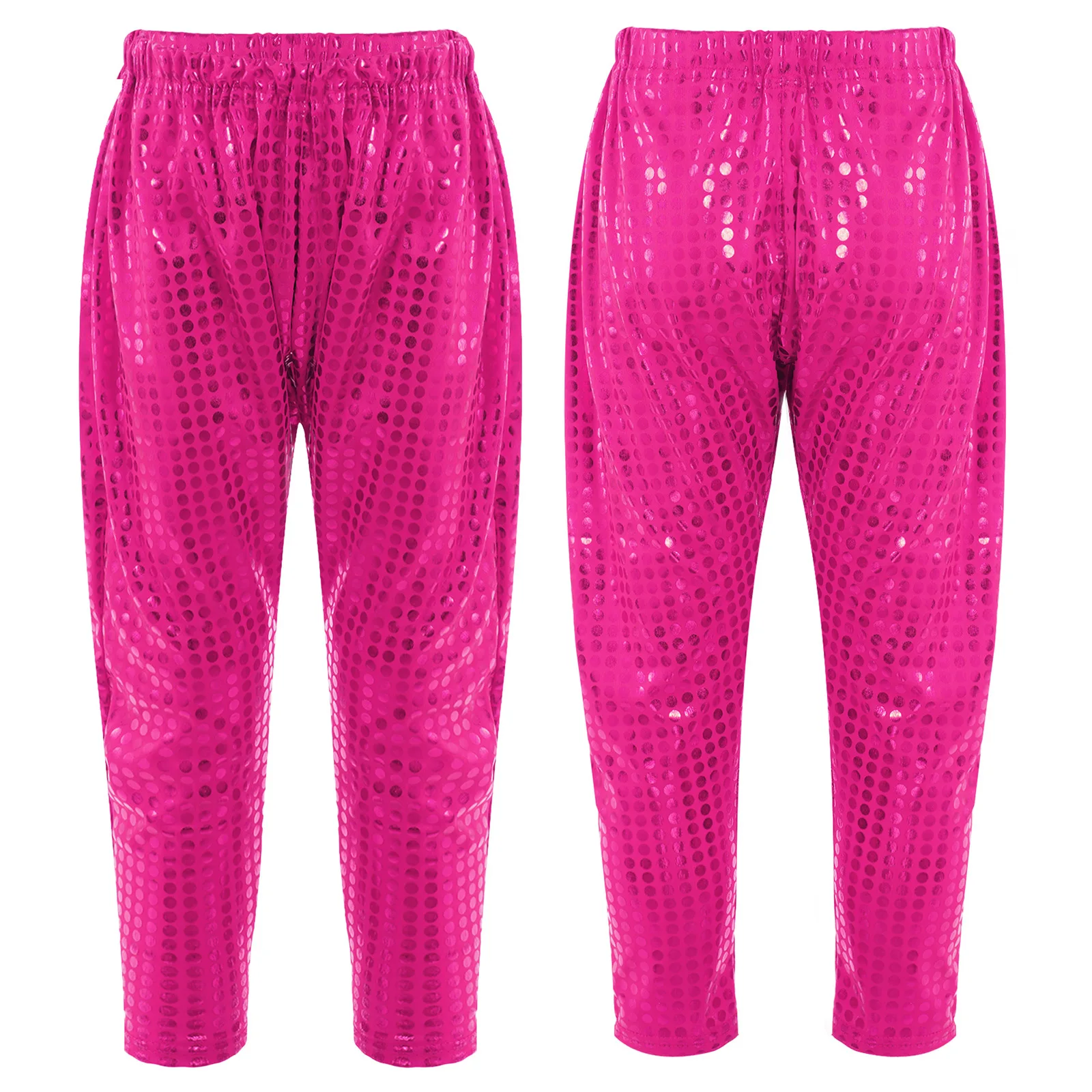 Kids Boys Girls Hip Hop Jazz Dance Costumes Shiny Sequins Radish Harem Pants Sweatpants Performance Street Dancewear